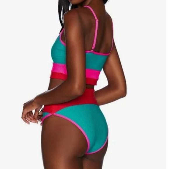 Beach Riot Emmy High Waisted Colorblock Bikini Bottom - Picture 2 of 10